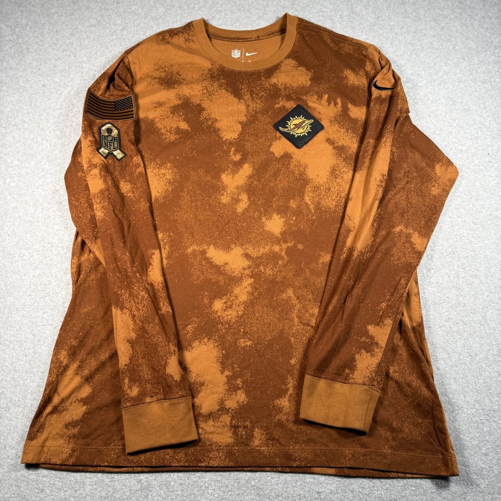 Nike Miami Dolphins Salute to Service Long Sleeve Shirt Brown Mens Large NFL
